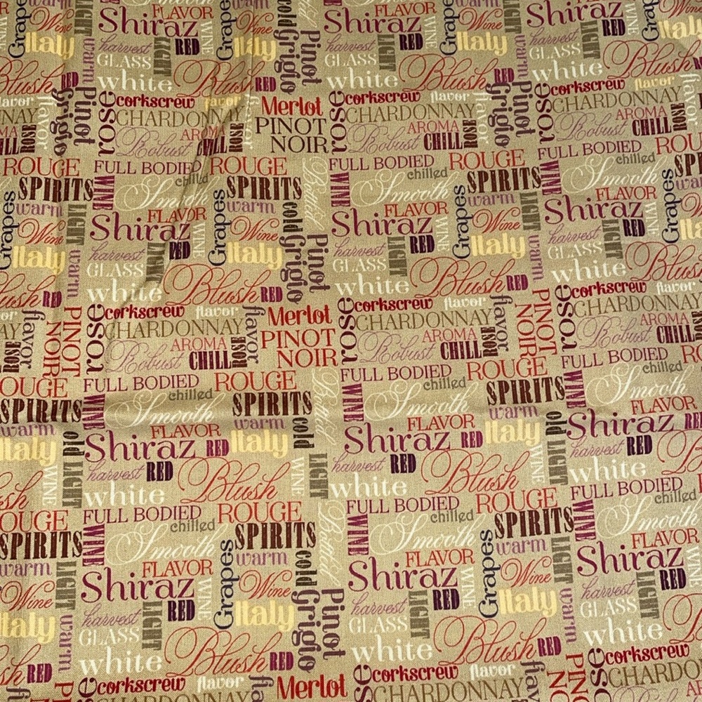 Cotton fabric wine theme.